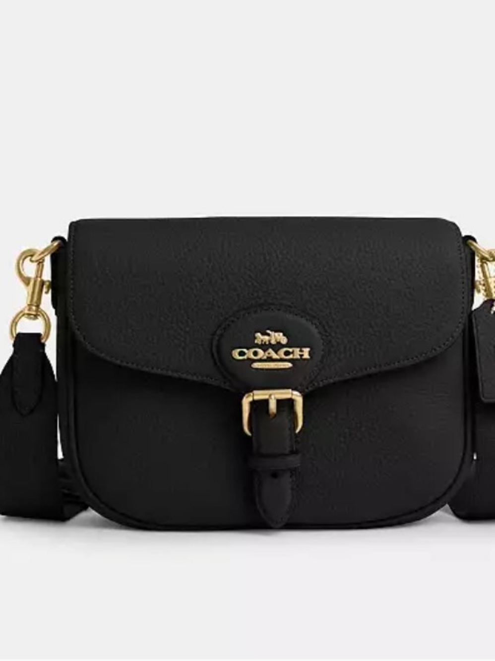 COACH Leather Amelia Crossbody with Gold-Tone Accent Bag (In Cream)
